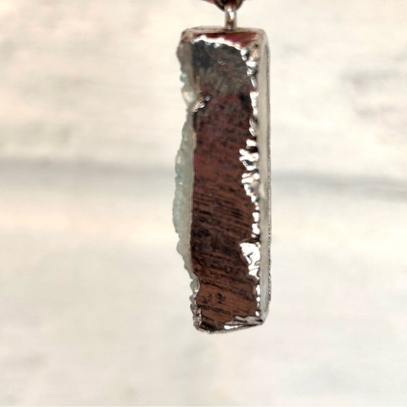 Aquamarine Quartz Druzy Pendant - Picture 3 of 7